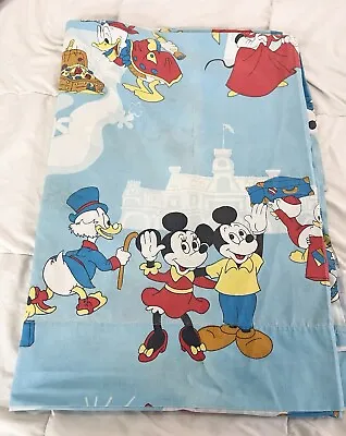 Vintage Walt Disney Frontier Land Twin Sheet Fitted Mickey World Donald Minnie • $18