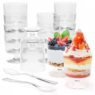 Mini Dessert Cups With Spoons 200 Pcs I Serves 100 I Disposable Mini Plastic ... • $41.66