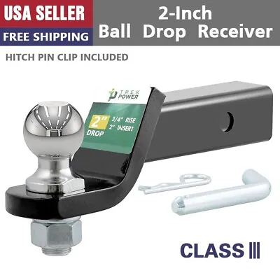 Trailer Hitch Mount With 2-Inch Ball & Pin/ Fits 2-in Receiver 6000 Lbs 2  Drop • $27.99