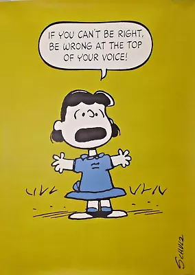 Vintage Peanuts Poster - Lucy Van Pelt  If You Can't Be Right  Green Springbok • $180