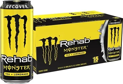 Monster Energy Rehab Tea + Lemonade + Energy Energy Iced Tea Energy Drink 15.5 • $33.99