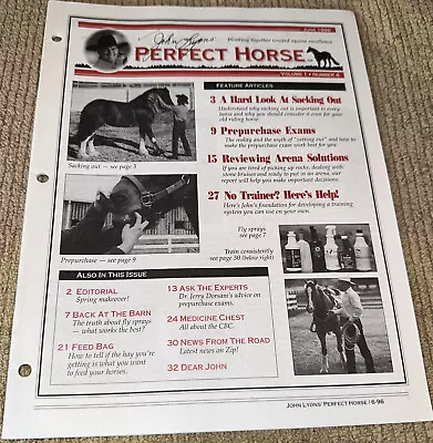 John Lyons Perfect Horse Magazine Journal 1996 Volume 1 Number 4 • $9.97