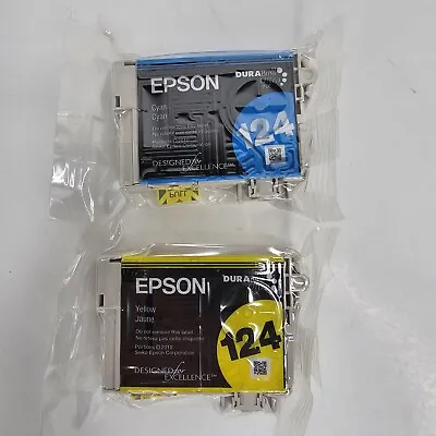 Lot Of 2 Epson 124 Color Ink Cartridges OEM Genuine Cyan Yellow • $12.95
