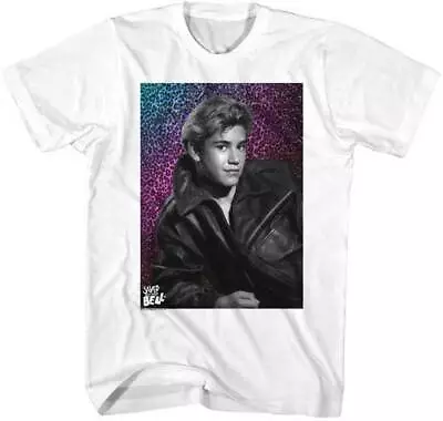 Saved By The Bell TV Show Zack Morris Leather Jacket Leopard Photo Men's T Shirt • $23.50