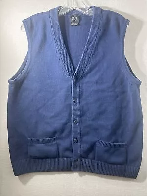 Vintage Nike Golf Men Large Knit Sweater Vest Y2K Blue Button Down Sleeveless • $22