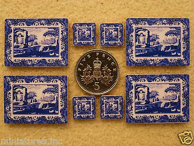 £2.95 • Buy FOUR DOLLS HOUSE MINIATURE  BLUE & WHITE  TABLE PLACE MATS & COASTERS Cork Backs