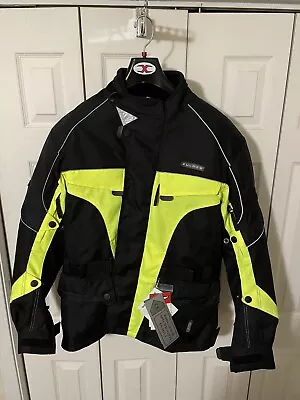 Men's Fulmer Motorcycle Riding Jacket Black /Yellow Removable Liner Size Large • $65