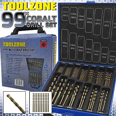 Heavy Duty 99pc Cobalt Drill Bit Set M35 Metal HSS-Co For Stainless Steel • £36.95