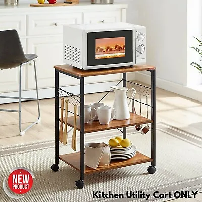 Rolling Kitchen Cart Bakers Rack BookShelf Microwave Oven Stand Storage Decor • $125.78