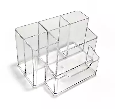 Clear Acrylic Desk Cosmetic Organiser Lipstick Brush Holder Makeup Storage Stand • £8.79