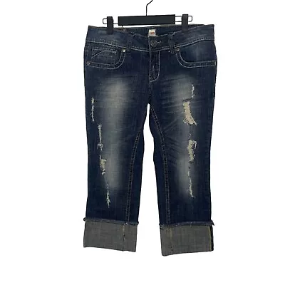 H2J Production Pants Womens Size 11/12 Demin Blue Capri Length Casual Vintage • $18.99