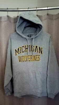 Michigan Wolverines Gray Hoodie Sweatshirt Mens Size L Pullover Gray • $17.54