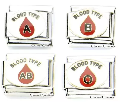 9mm Italian Charm Blood Type A B AB O + -  Medical Alert Modular Link • $4.99