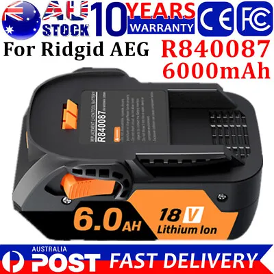 $51.86 • Buy 6.0Ah 18V Li-Ion Battery For RIDGID AEG R840087 R840086 L1815R Cordless Tools AU