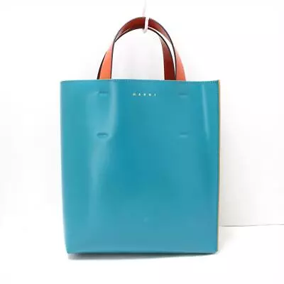 Auth MARNI Museo SHMPV01TY0 LV639 Green Black Orange Calf Leather - Tote Bag • $352