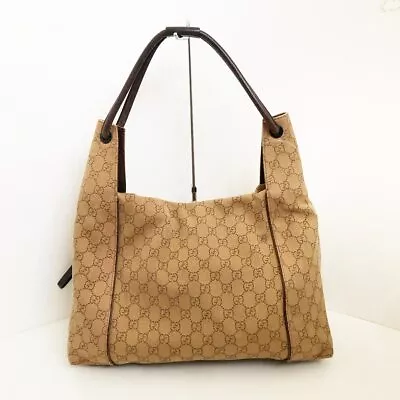 Auth GUCCI GG 101292 Brown Dark Brown Jacquard Leather - Shoulder Bag • $143