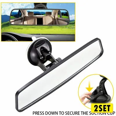 2set Car Interior Mirror View Rear Wide Flat Cup Suction Universal Angle Adjusta • £22.79