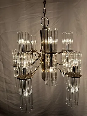 Gaetano Sciolari For Lightolier Crystal Rod Chandelier All Original. • $350