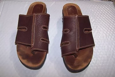 VTG Volatile Womens Size 8 Thong Wedge Sandals Platform Brown Leather • $16.95