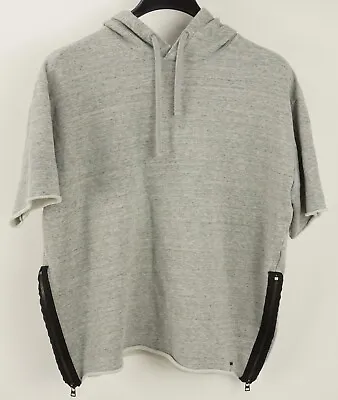 Hugo Boss Dalmond Mens Medium Short Sleeve Gray Terry Side Zip Streetwear Hoodie • $34.99