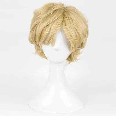 Sailor Moon Uranus Tenoh Haruka Short Blonde Hair Anime Gold Wig Cosplay Costume • £16.79