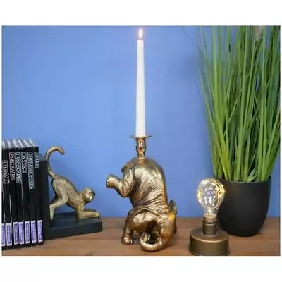 Elephant Candle Holder Tapered Candlestick Metallic Gold Home Decor Centrepiece • £19.49