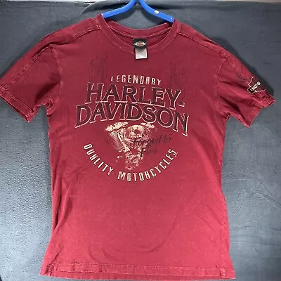 $10.79 • Buy Harley Davidson Barnett’s Las Cruces New Mexico NM Shirt Red L Large Forged Fire