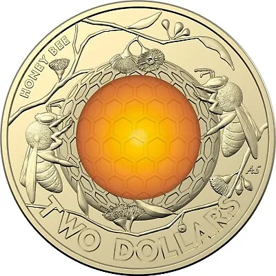Honey Bee $2 Two Dollar 2022 Coloured Coin Rare Queen Australia Ex Bag Roll UNC • $9.95