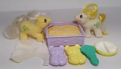 My Little Pony G1 Newborn Twin Ponies Big Top & Toppy Sandbox Diaper Brush Dish • $64.99