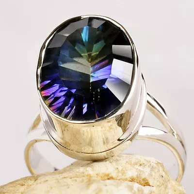 .925 Silver Brilliant Blue MYSTIC TOPAZ Gemstone RING ~ Size 9.25 ~ 7.5g / .27oz • $24.95