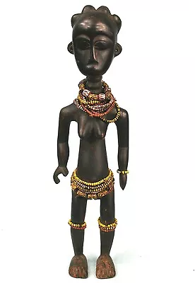 Art African - Antique Statue Of Fertility Fanti Of Ghana Embellished Pearls • $867.47