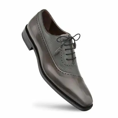 NEW Mezlan Genuine Leather Dress Shoes Deerskin Lace Up Oxford Postdam Gray • $325