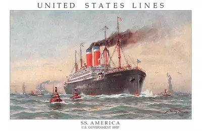 OCEAN LINERS 2132 - S.S. America United States Lines 11 X 17 Poster • $10.99