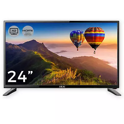£129.95 • Buy AKAI 24  LED HD TV WiFi Freeview HD 2x HDMI 1x USB AV & 12V Inputs With Remote
