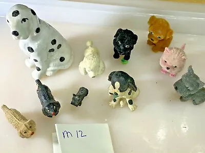 Dogs Vintage Miniature Animal Lot 10 Dogs Ceramic Fur Resin WHO LET THE DOG OUT  • $17.75