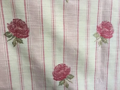 LAURA ASHLEY Pink CROMPTON Floral Woven Blind Cushion Fabric 115cm X 143cm • £29.99