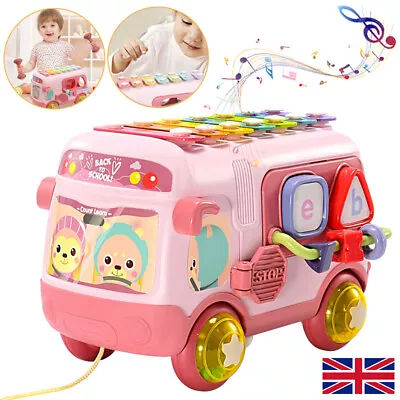 Baby Musical Bus Toys Toddler Activity Cube Xylophone Shape Sorter Kids Toys UK • £9.85