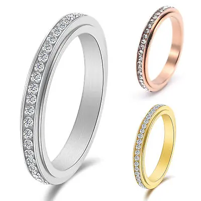 VIKANDA Thermogenic Moissanite Spinner Ring Rotating Relief Anxiety Stress • $12.64