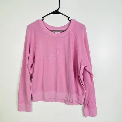 J Crew Sweater Women Size M Vintage Fleece Crew Pink Acid Wash Cotton Lounge • £28.91