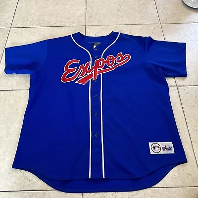 Vintage Majestic Vladimir Guerrero Montreal Expos Blue Baseball Jersey Mens 2XL • $39.99