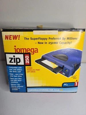 $55 • Buy Iomega 250MB External Parallel Port Drive - Blue (10918) - Z250P Zip Drive