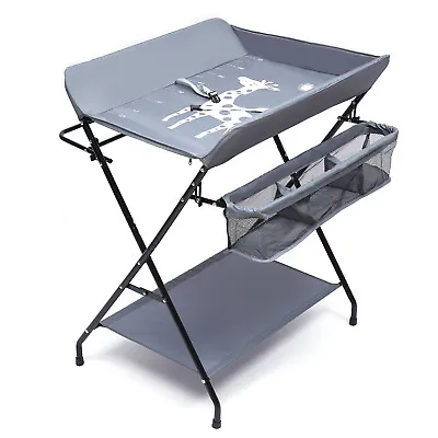Folding Baby Changing Table Infant Diaper Station Nursery Organizer W/ Storage • £41.98