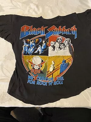 Rare VTG 1980 BLACK SABBATH-BLUE OYSTER CULT Concert T-Shirt Sold Our Soul! • $112.49