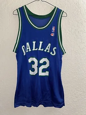 $40 • Buy Jamal Mashburn Dallas Mavericks Vintage Champion NBA Jersey Size M Blue
