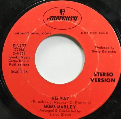 Rock Promo 45 Moms Mabley - His Way (Stereo Version) / His Way (Mono Version) On • $5