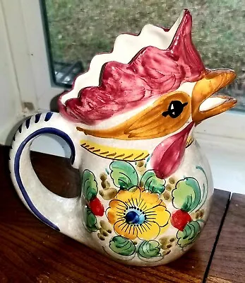 Vtg Cama Deruta Italy Majolica Hand Painted Chicken Pitcher 32 Oz • $22.50