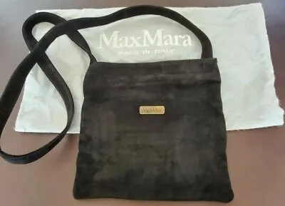 £70 • Buy Vintage Max Mara Small Shoulder/Crossbody Black Leather Suede Bag 9 X 9 