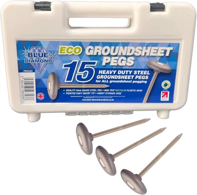 £11.50 • Buy Blue Diamond Groundsheet Pegs 15 X Tent Awning Camping Heavy Duty Metal Steel