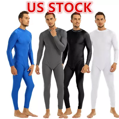 US Men Adult Turtleneck Bodycon Bodysuit Long Sleeve One Piece Unitard Dancewear • $21.70