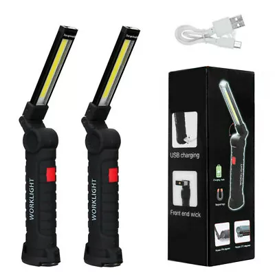 2 Pack Magnetic Base LED COB Work Light Rechargeable Mechanic Torch Flashlight • $12.98